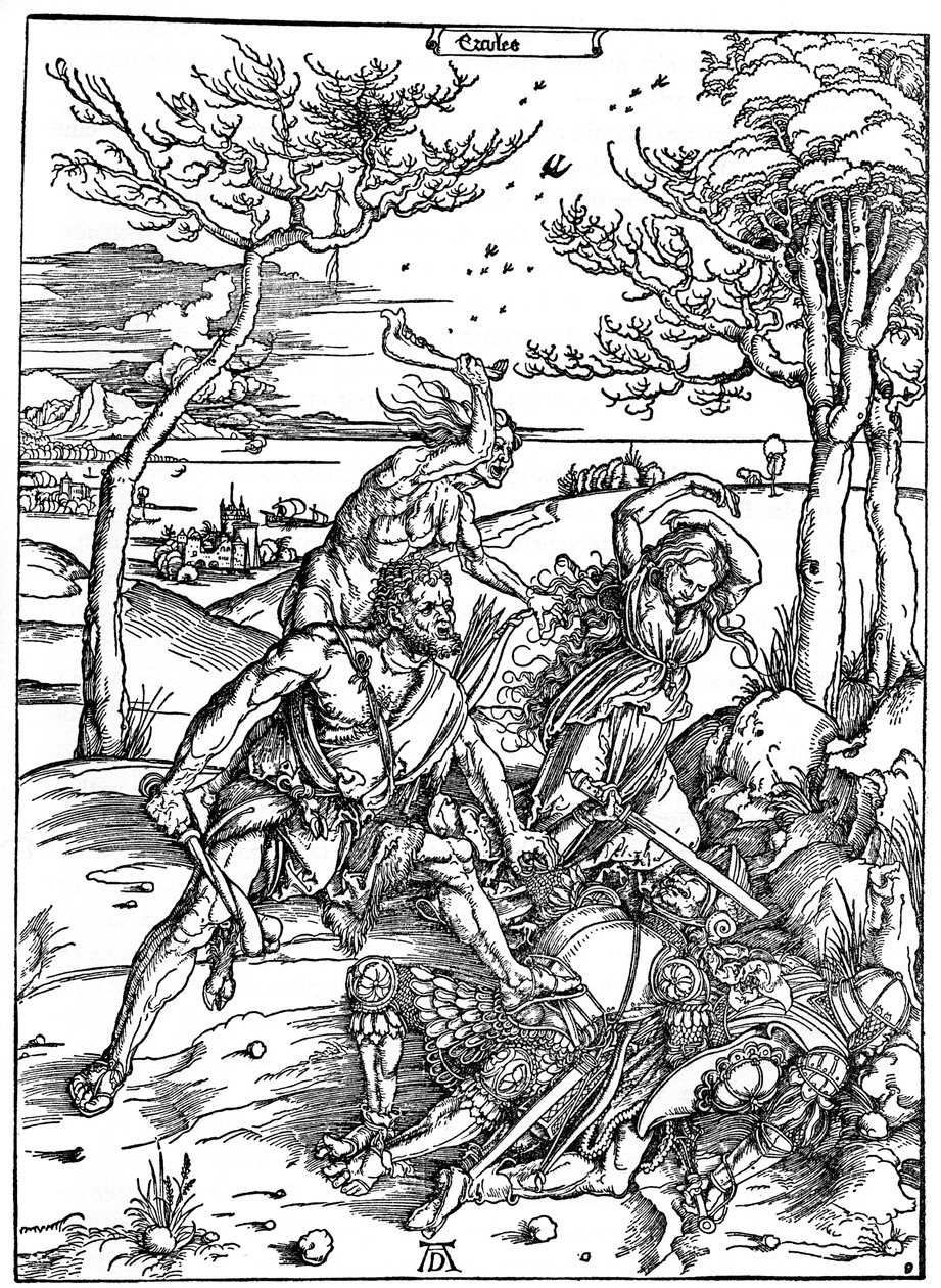 赫拉克勒斯（Hercules Killing the Molionides），c1496-1498，1936年 作者 阿尔布雷希特丢勒
