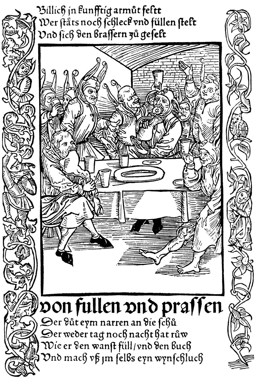 塞巴斯蒂安·布兰特（Sebastian Brant）的《愚人船》一书中的插图，1494年。 作者 阿尔布雷希特丢勒