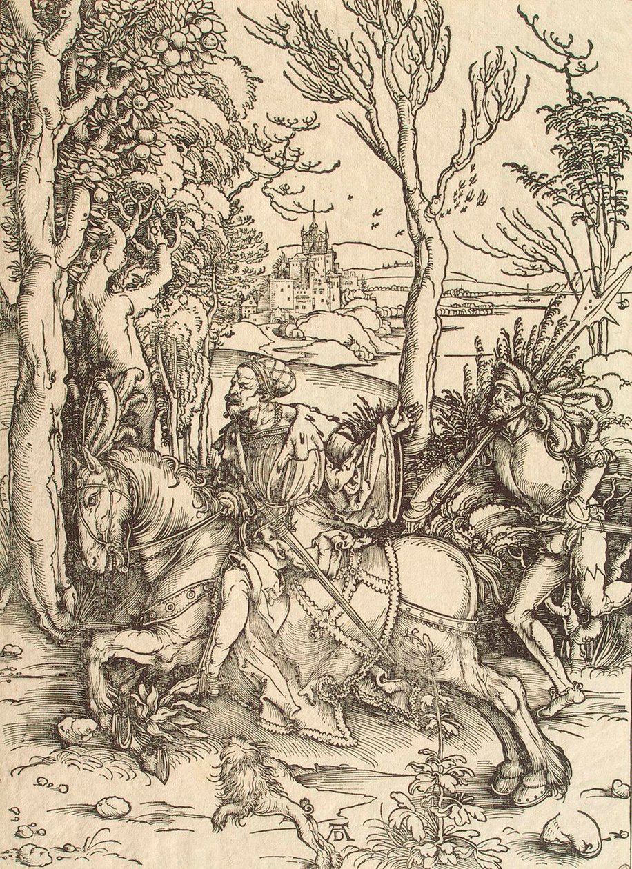 Knight和Lansquenet，约1497年。   作者 阿尔布雷希特丢勒
