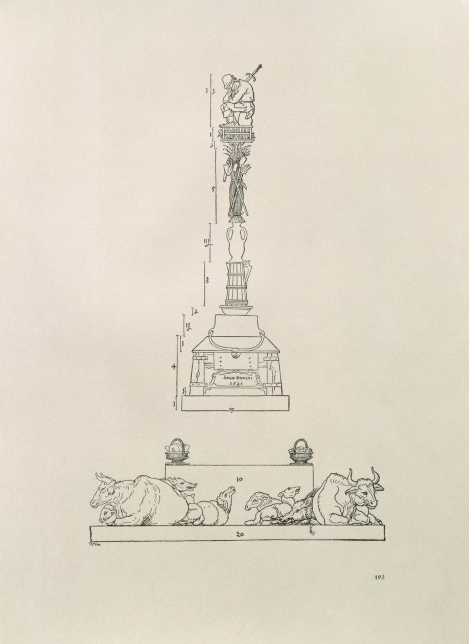 纪念“农民的胜利”的纪念碑，来自“测量手册”，酒吧。 1525 作者 阿尔布雷希特丢勒