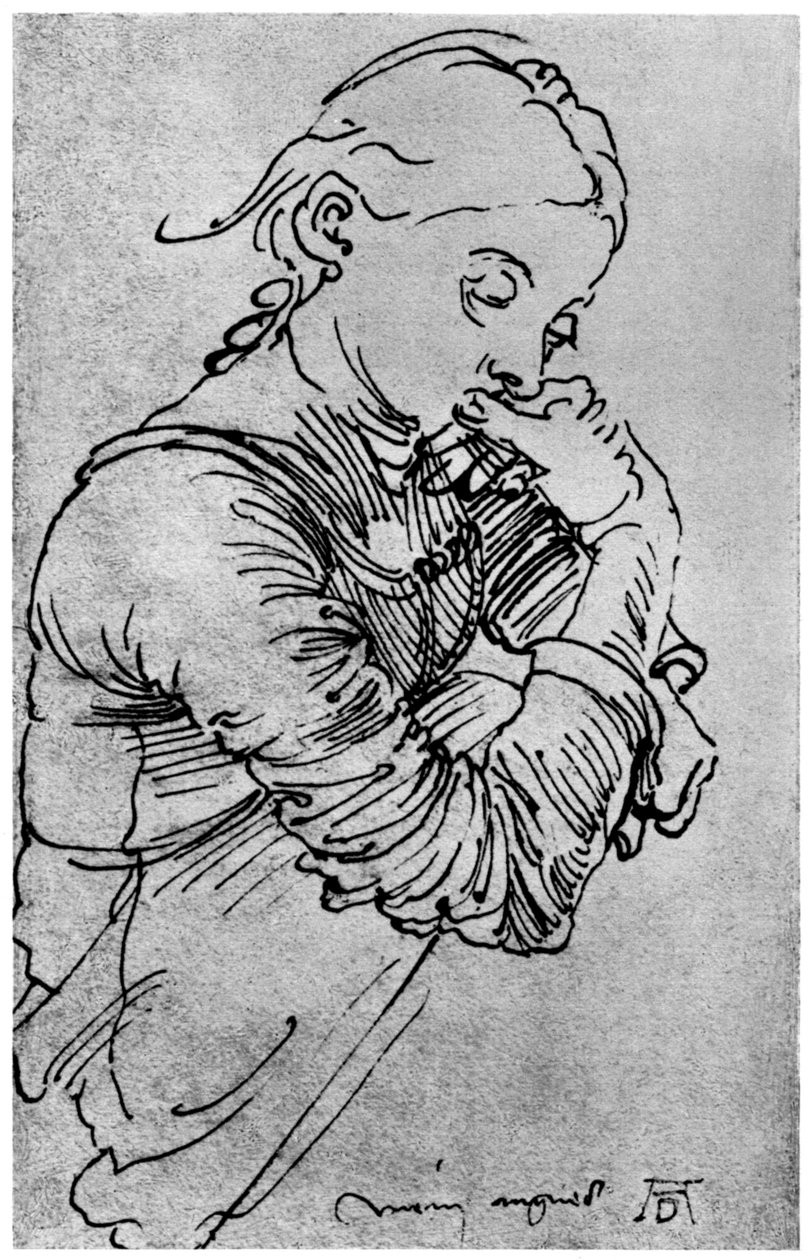 我的艾格尼丝·杜勒斯的妻子被描绘成一个女孩，1495年，1936年 作者 阿尔布雷希特丢勒