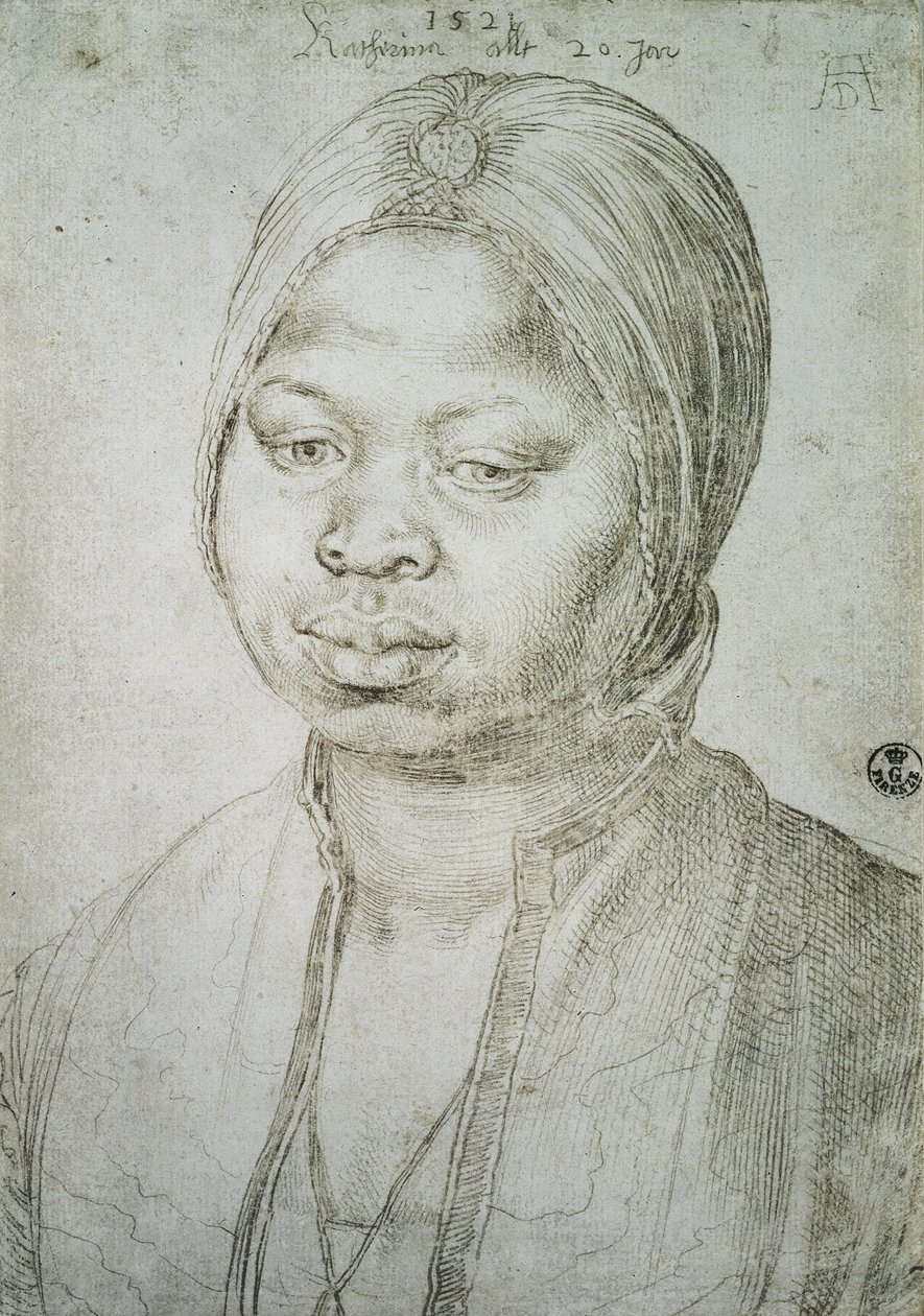 凯瑟琳的肖像，葡萄牙布拉道的Mulatta，1521年 作者 阿尔布雷希特丢勒