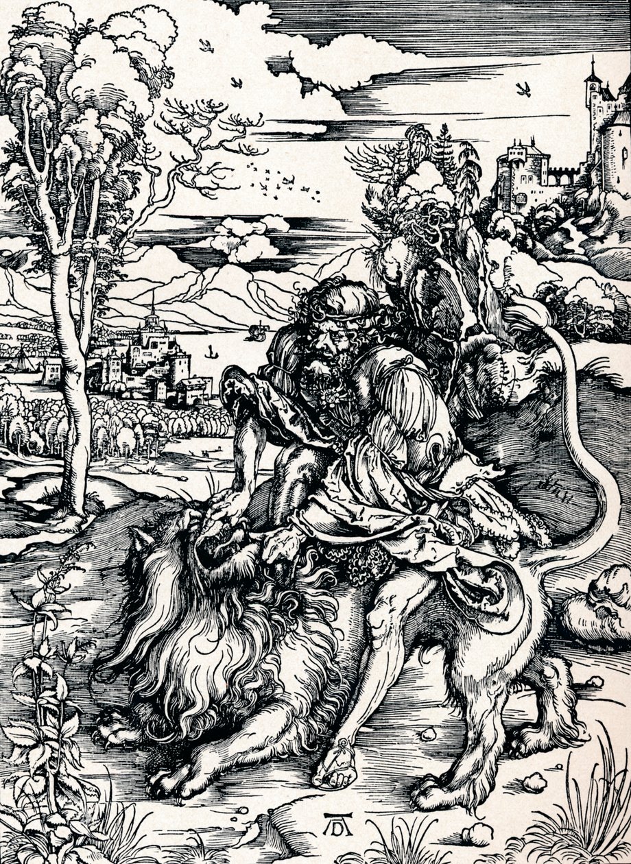萨姆森·雷丁（Samson Rending the Lion），1497年-1906年 作者 阿尔布雷希特丢勒