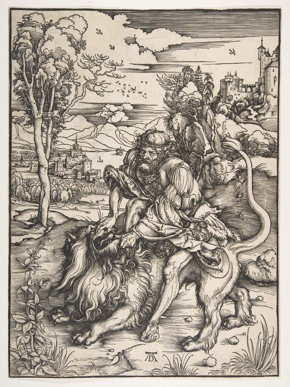 Samson Rending the Lion, ca. 1497-98.  作者 阿尔布雷希特丢勒