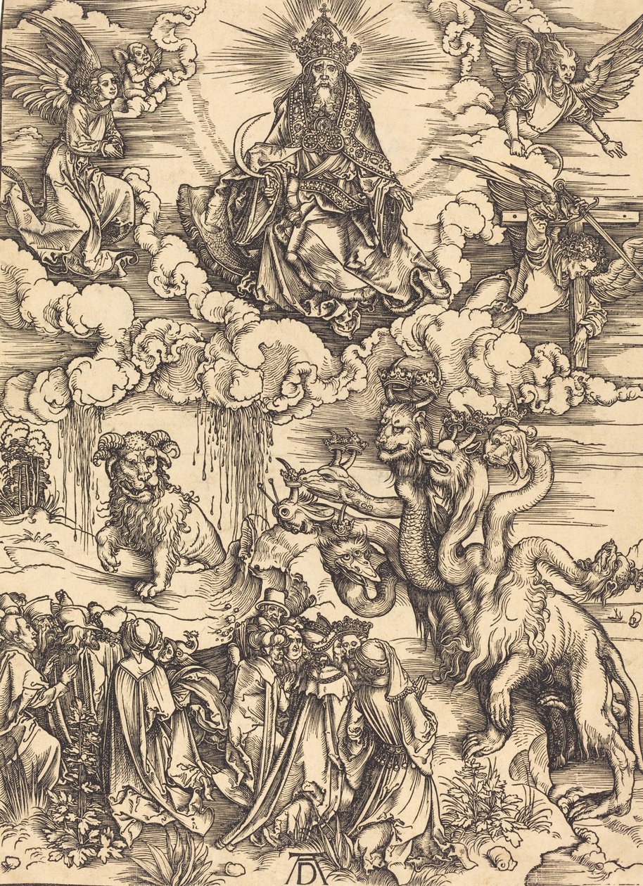有两只角像羊的野兽，大概在1496-1498年。 作者 阿尔布雷希特丢勒