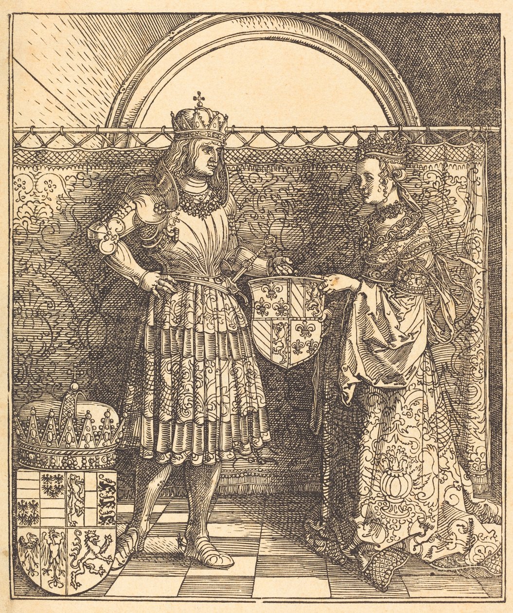 马克西米利安与勃艮第玛丽的订婚仪式，1515年。 作者 阿尔布雷希特丢勒