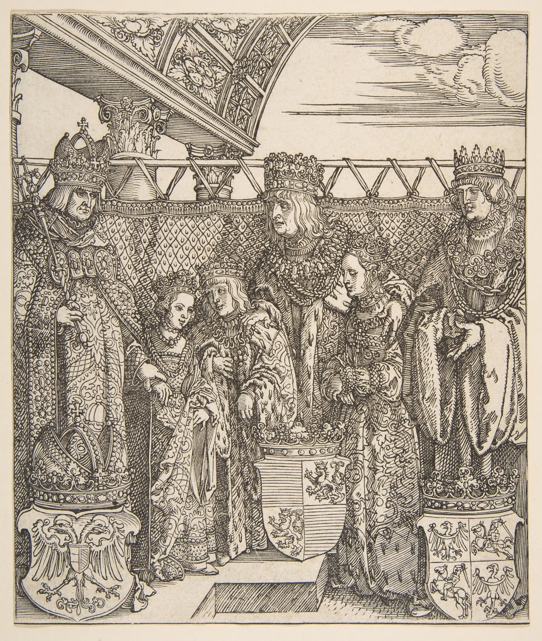 1515年，马克西米利安一世皇帝凯旋门在维也纳举行的王子大会。 作者 阿尔布雷希特丢勒