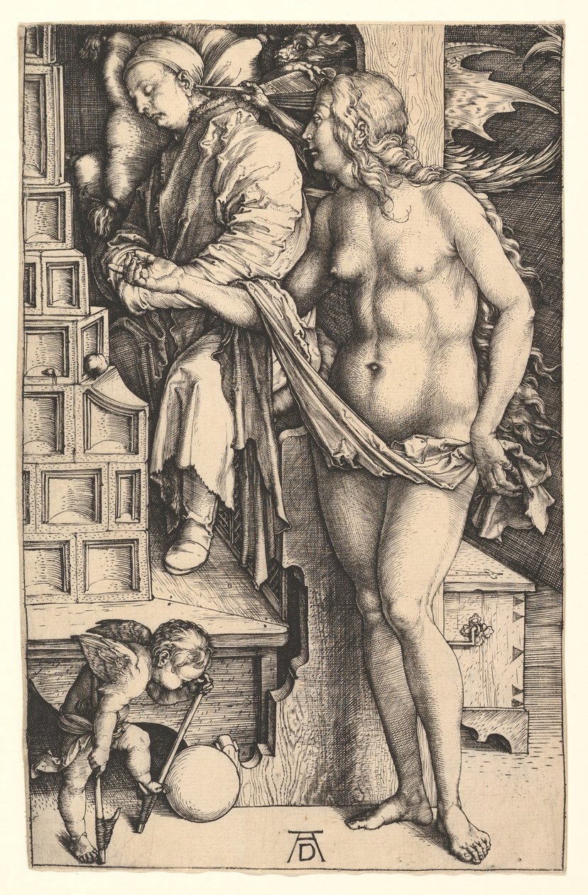 医生梦，ca。 1498。 作者 阿尔布雷希特丢勒