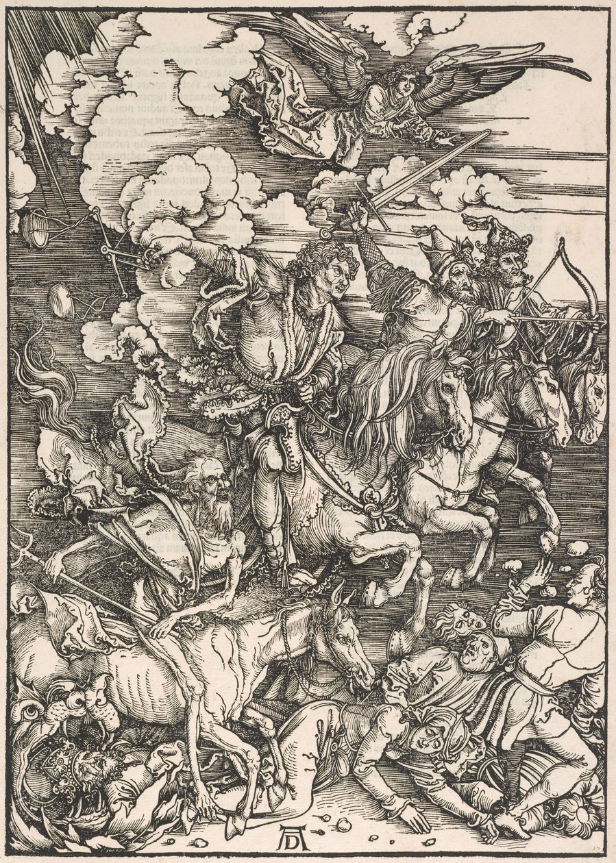 四骑士，来自圣约翰启示录，1497-98 作者 阿尔布雷希特丢勒