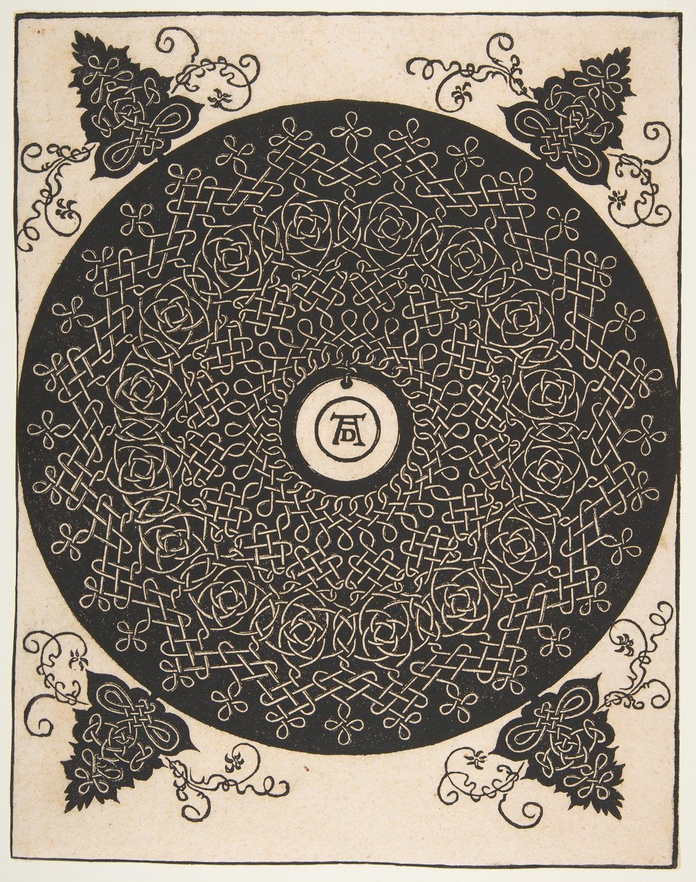 第四结。 1528年之后，隔行扫描的Roundel在其中心带有圆形大奖章。 作者 阿尔布雷希特丢勒
