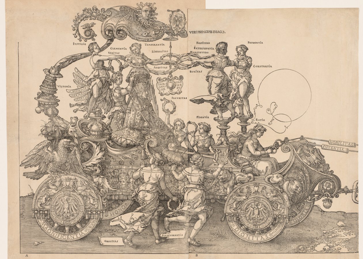马克西米利安皇帝的大凯旋汽车，1523年。 作者 阿尔布雷希特丢勒