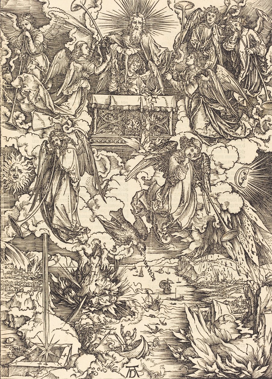 带着喇叭的七个天使，1498年。 作者 阿尔布雷希特丢勒