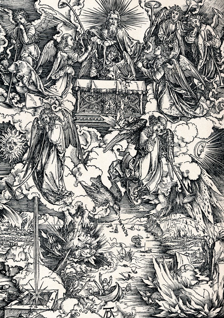七个喇叭被送给天使，1498年1906年。 作者 阿尔布雷希特丢勒