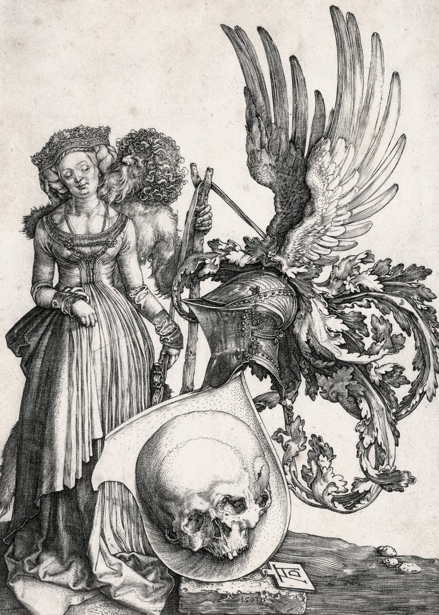 带有骷髅头的纹章，1503年。 作者 阿尔布雷希特丢勒