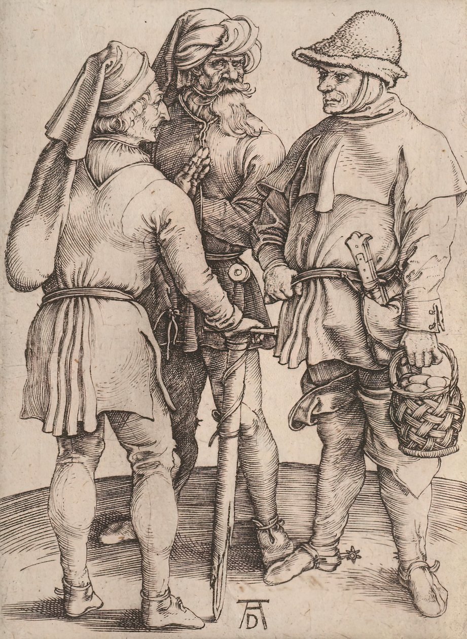 三个农民的对话，1497-1498。 作者 阿尔布雷希特丢勒