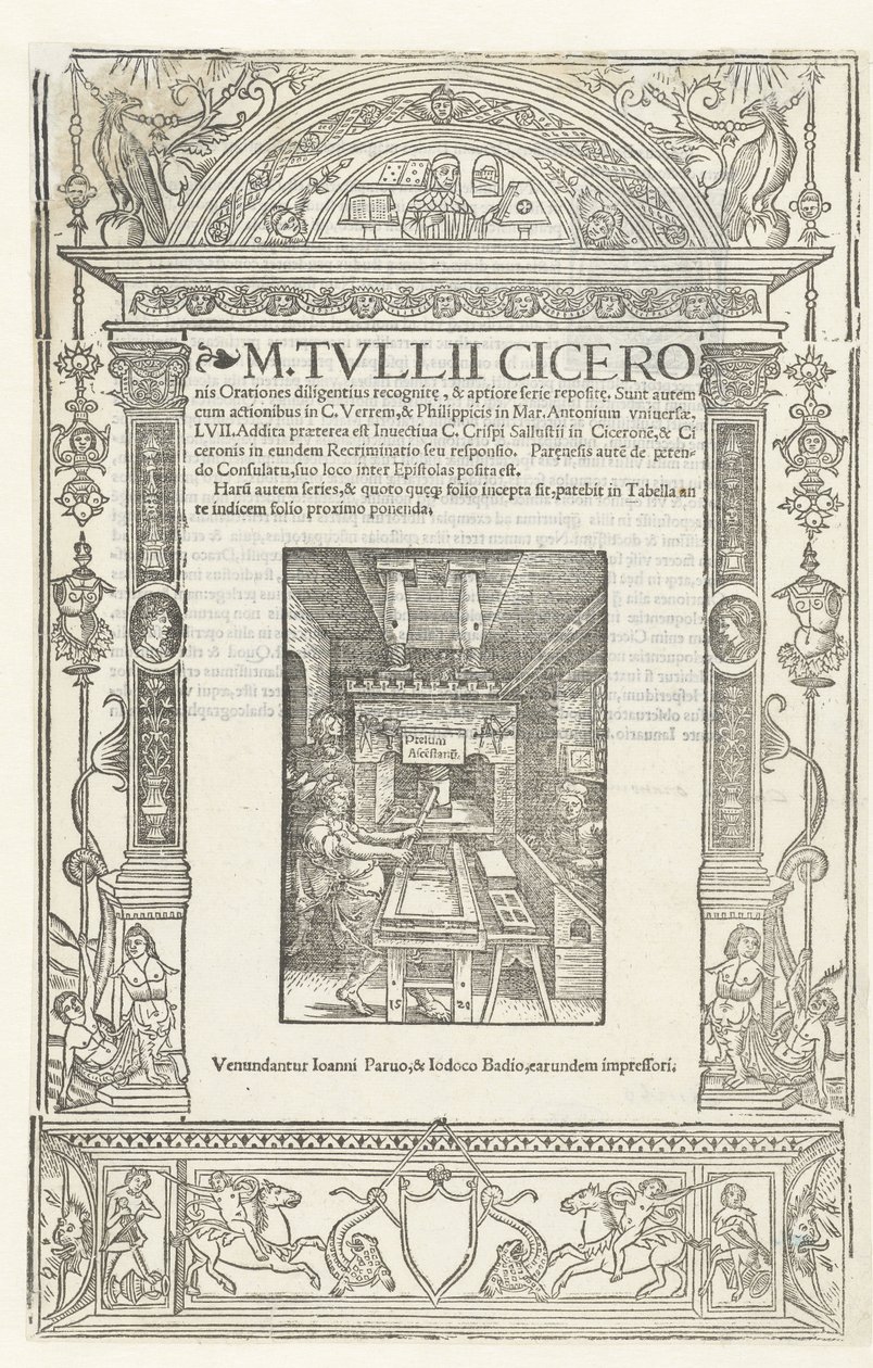 西塞罗的《演说录》的扉页，带有Jodocus Badius的印刷标记，1520年。 作者 阿尔布雷希特丢勒