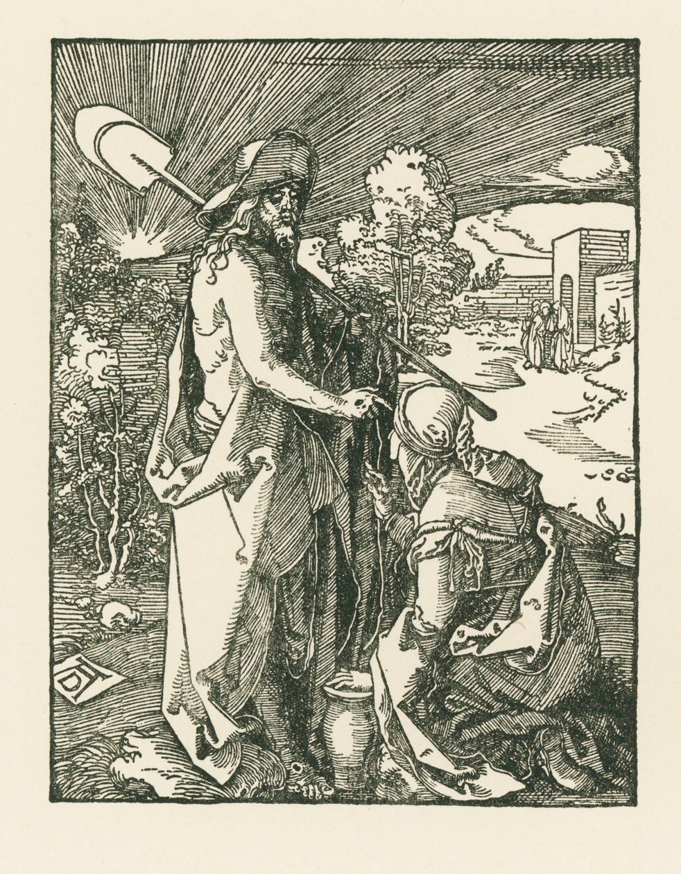 基督向抹大拉的马利亚显现 - Noli Me Tangere，约 1510 年（木刻） 作者 阿尔布雷希特·丢勒或丢勒