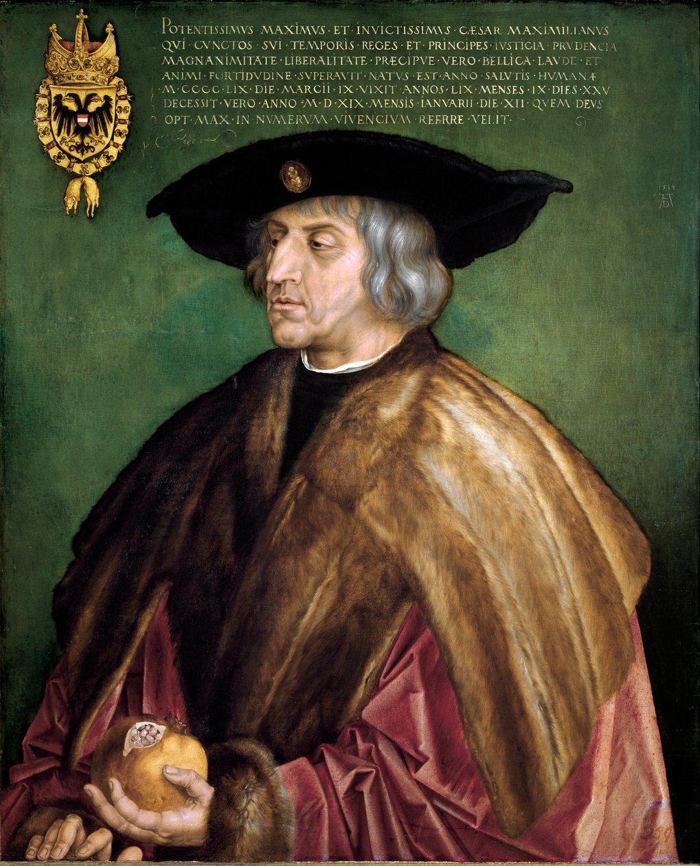 哈布斯堡皇帝马克西米利安一世 (1459-1519) 的肖像，德国罗马皇帝阿尔布雷希特·杜勒 (1471-1528) 的画作 作者 阿尔布雷希特丢勒