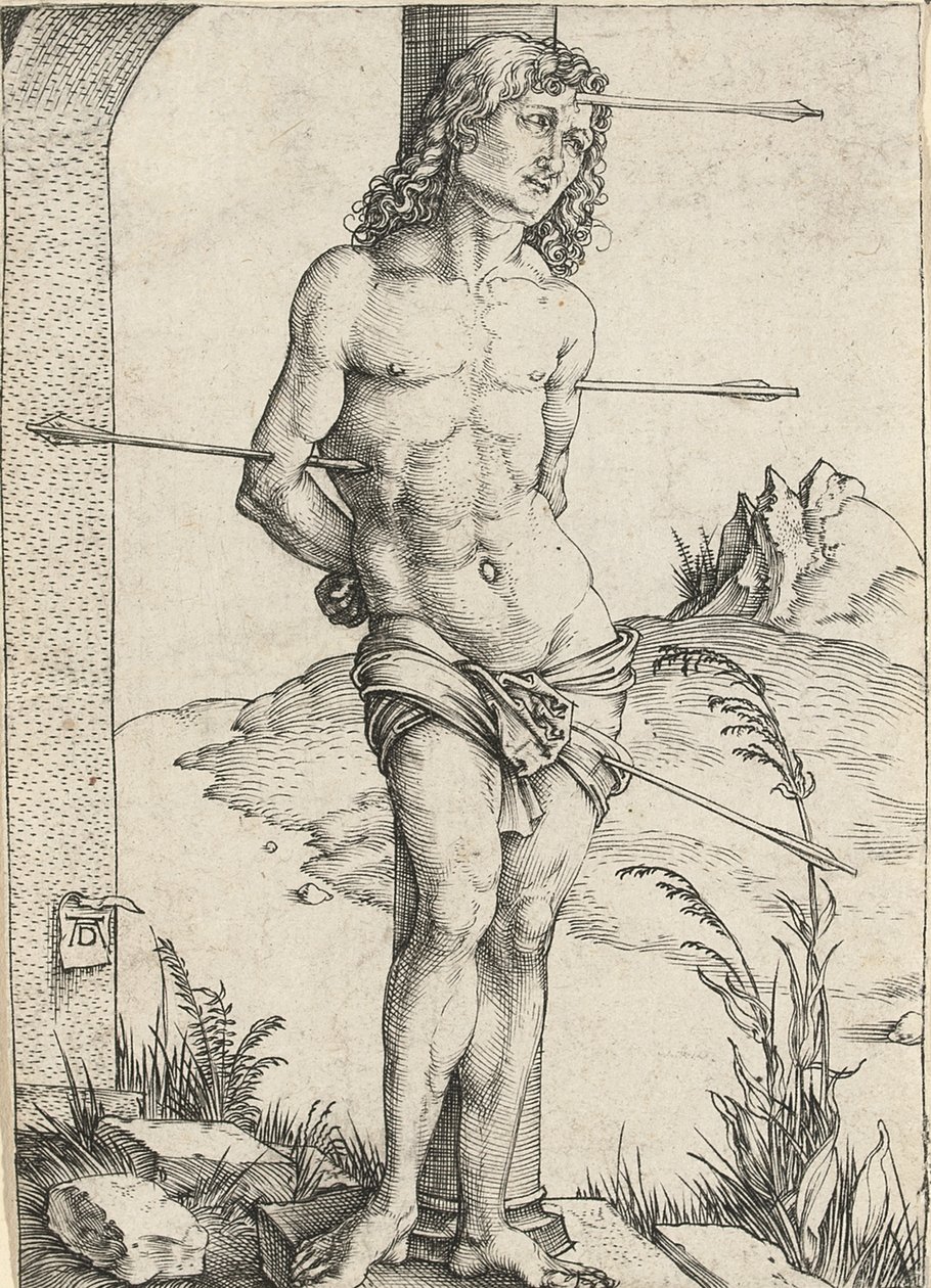 塞巴斯蒂安（Saint Sebastian）绑在柱子上，约1499年 作者 阿尔布雷希特丢勒