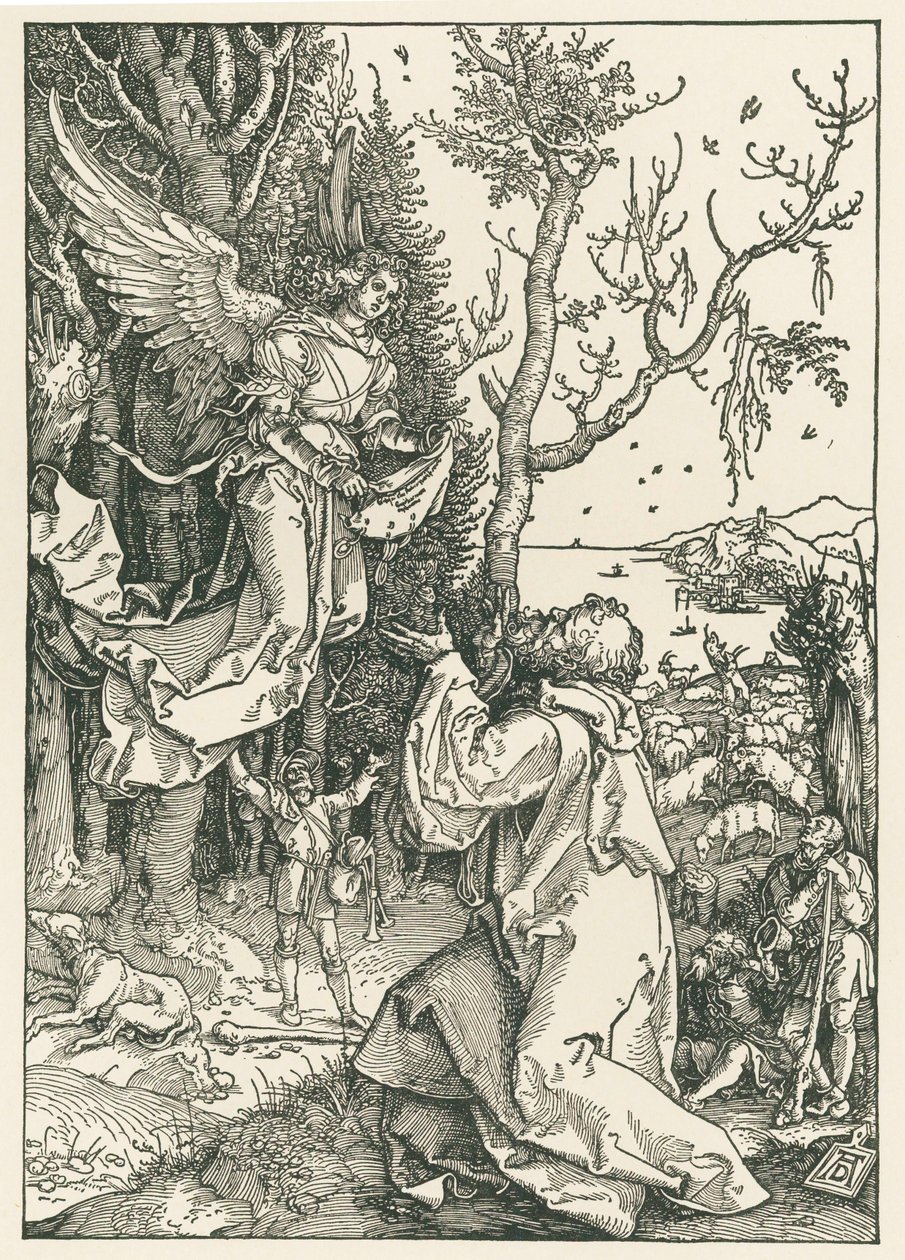 天使将信息带给约阿希姆，约 1504 年（木刻） 作者 阿尔布雷希特·丢勒或丢勒