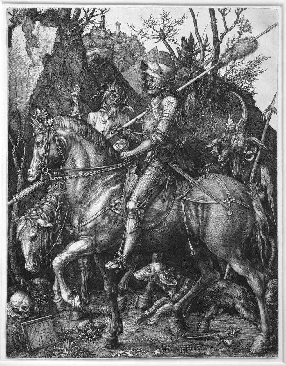 骑士、死亡和魔鬼 阿尔布雷希特-杜勒（1471-1528）的版画 1513年的太阳。0,25x0,19米 巴黎，卢浮宫博物馆 作者 阿尔布雷希特丢勒