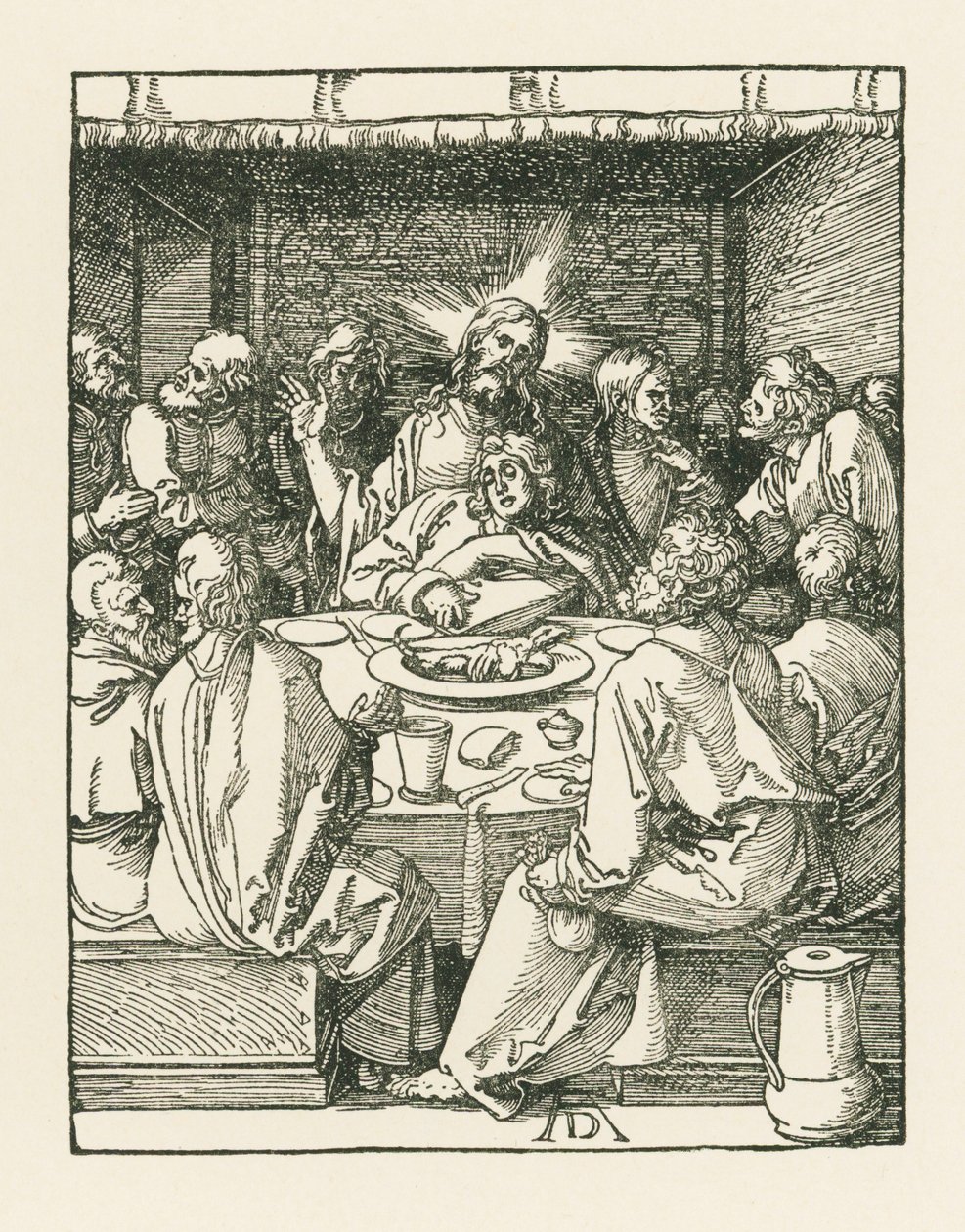 最后的晚餐》，约 1508-09 年（木刻版画） 作者 阿尔布雷希特·丢勒或丢勒