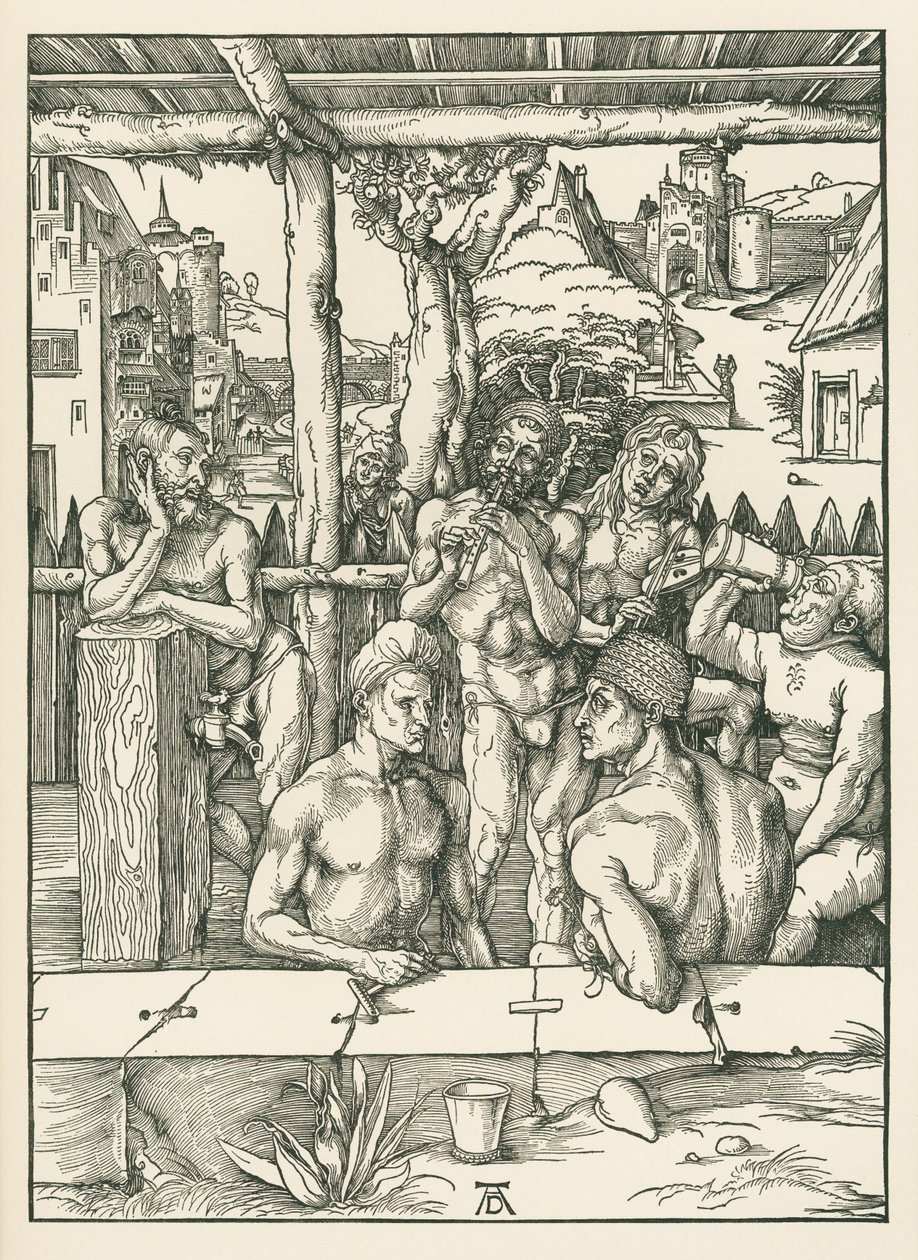 男浴》，约 1496-97 年（木刻版画） 作者 阿尔布雷希特·丢勒或丢勒