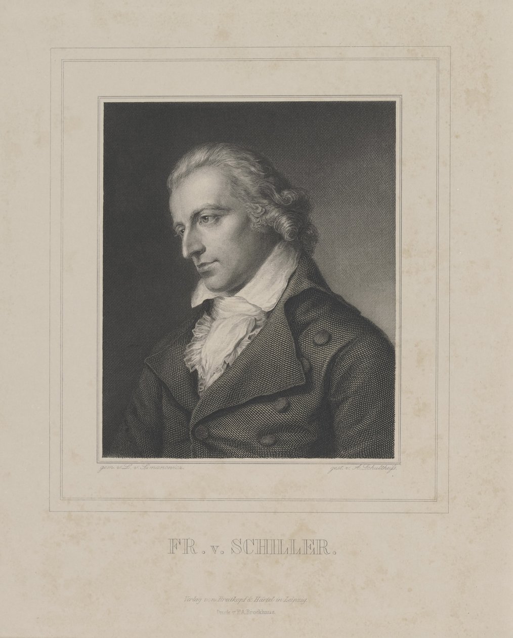 弗里德里希-冯-席勒的肖像，1759-1805，约1840。 作者 Albrecht Fürchtegott Schultheiss