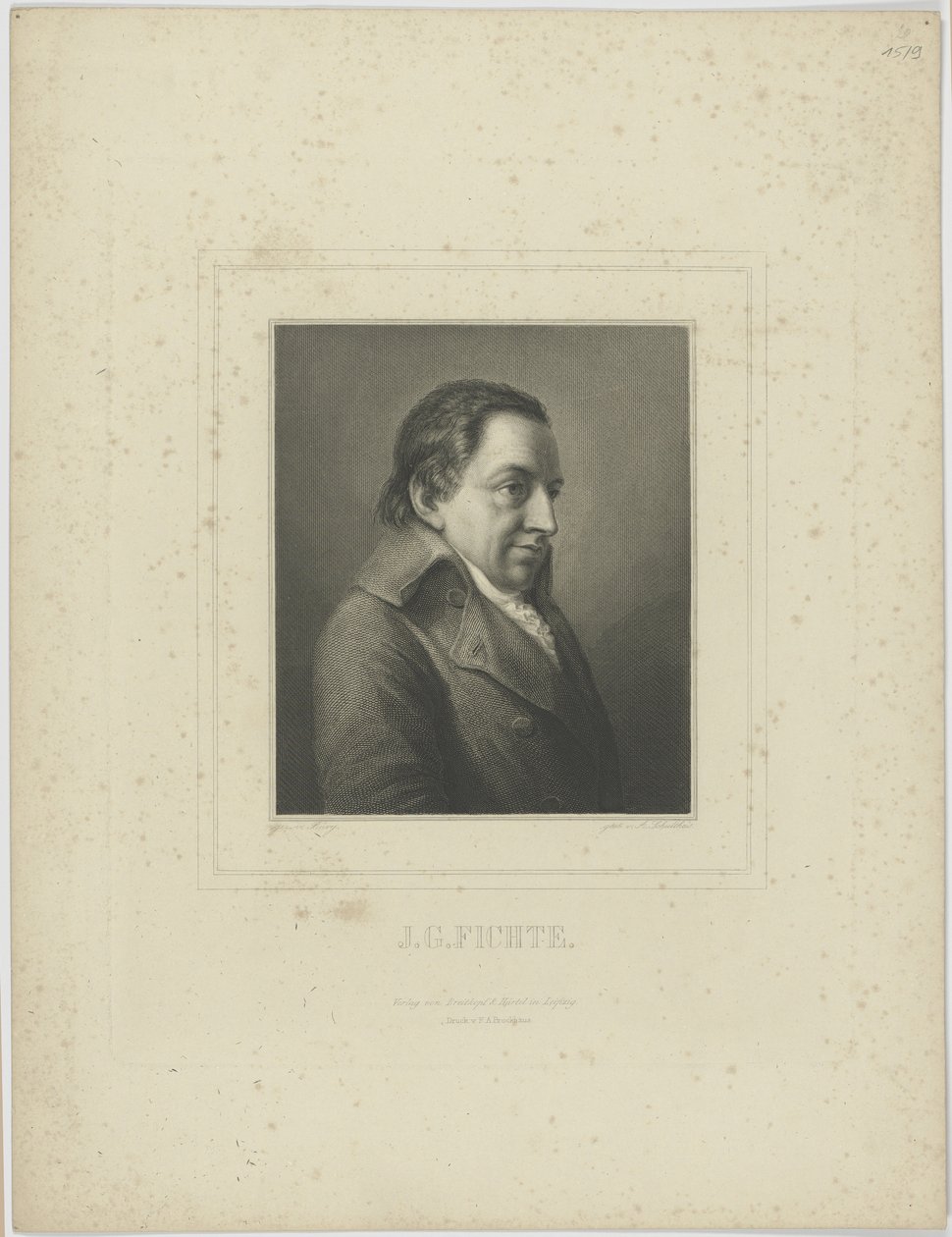 约翰-戈特利布-费希特1762-1814的肖像。 作者 Albrecht Fürchtegott Schultheiss
