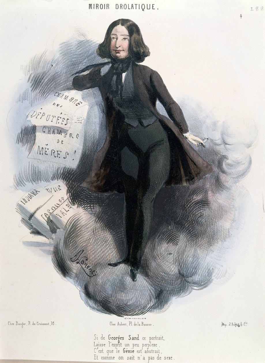 乔治·桑的漫画（1804-76）c.1848 作者 阿尔西德·约瑟夫·洛伦兹