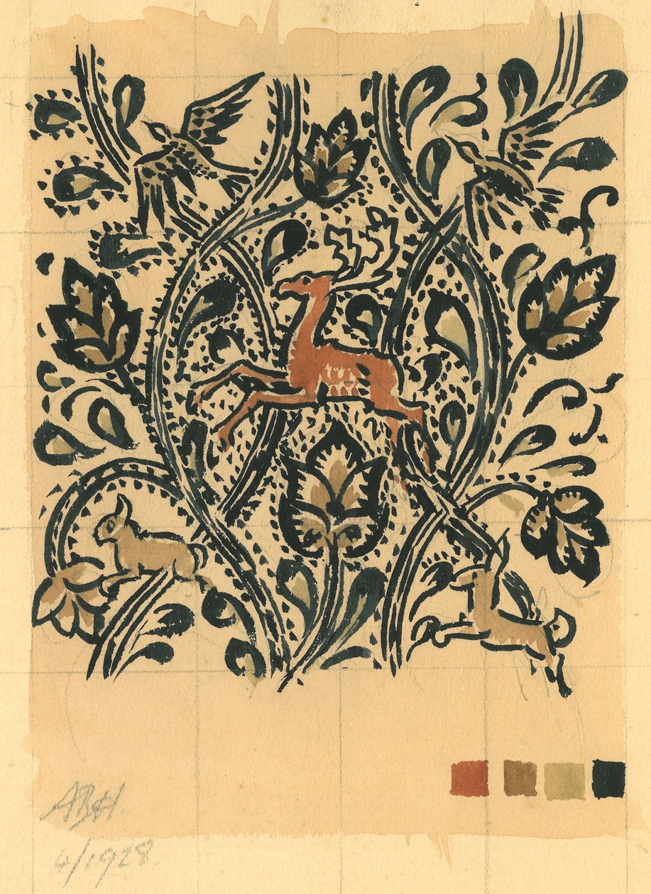 木质生活》，1928 年 4 月（纸上水粉画） 作者 亚历克·亨特