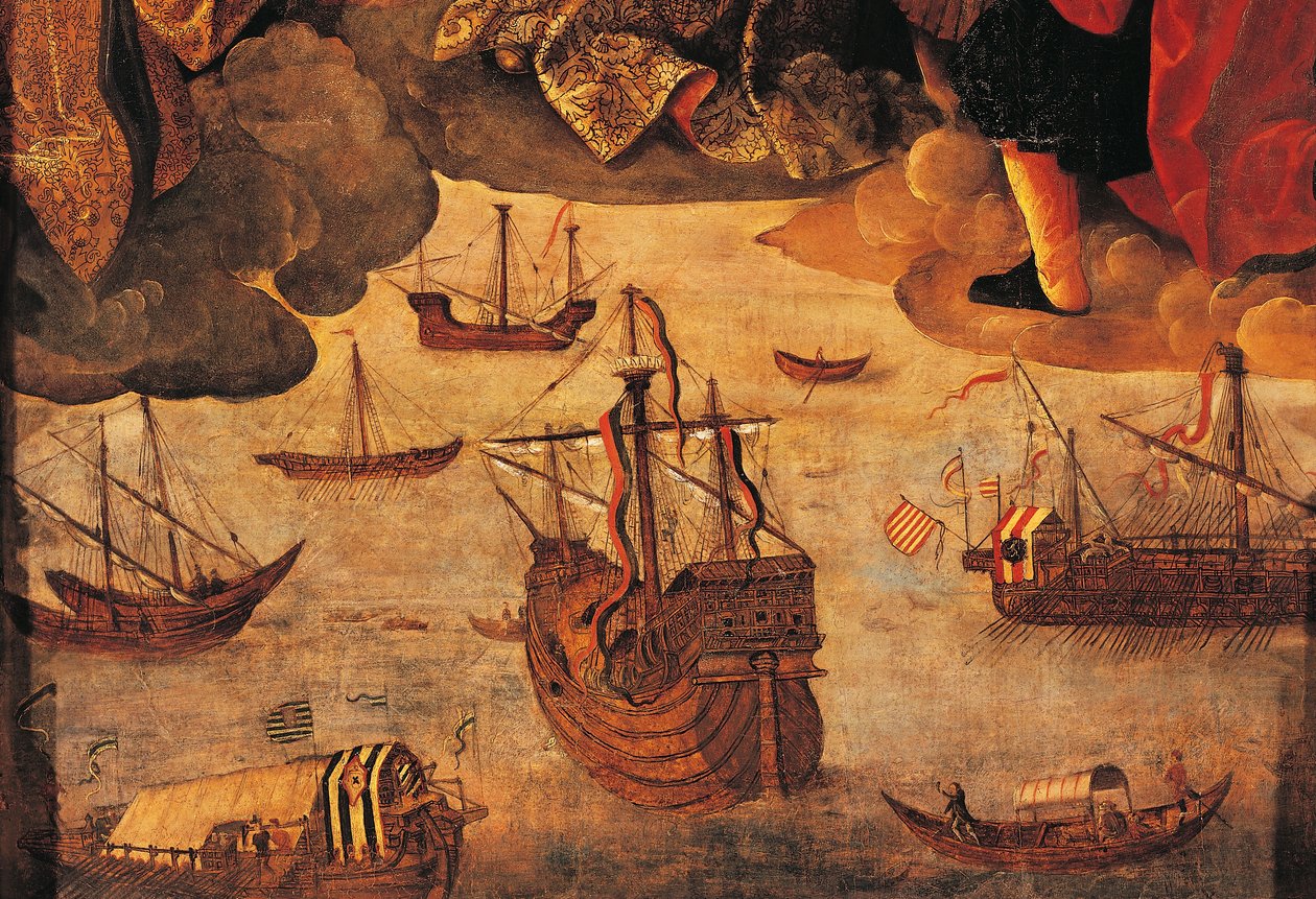 Spanish Caravel (detail from Virgin of the Navigators) 作者 阿列霍·费尔南德斯（Alejo Fernandez）