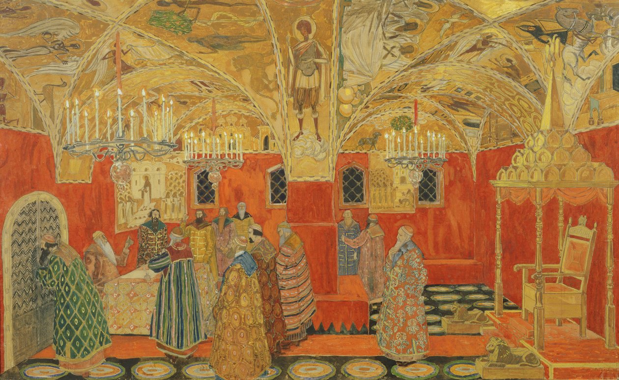 在克里姆林宫，来自M. Mussorgsky的歌剧“Boris Godunov”的场景 作者 亚历山大·雅科夫列维奇·戈洛文