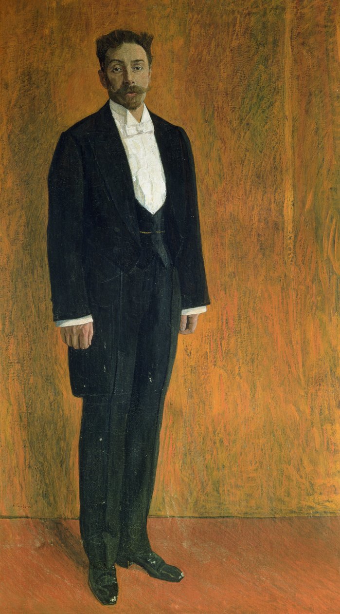 亚历山大·斯克里亚宾（Alexander Skryabin）的肖像（1872-1915）（纸板上的水粉和粉彩） 作者 亚历山大·雅科夫列维奇·戈洛文