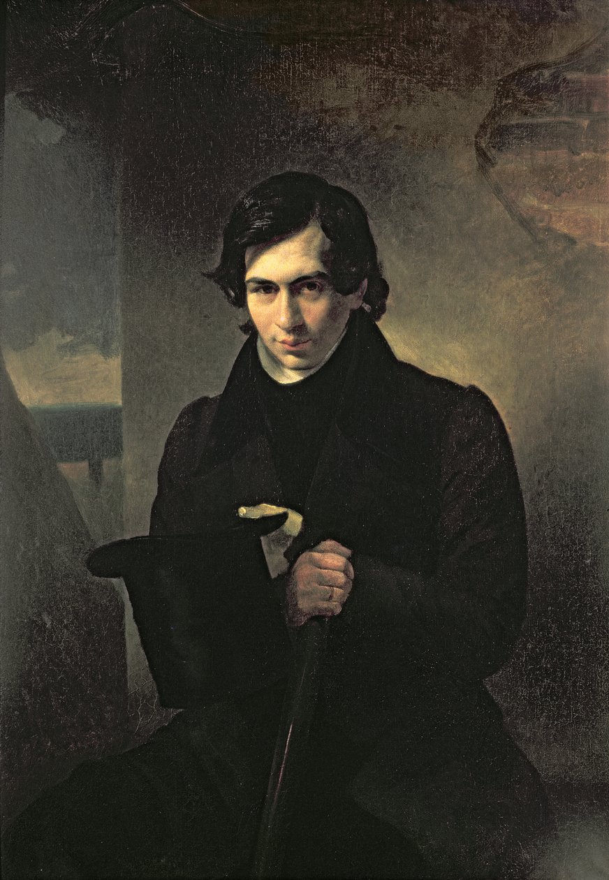 俄罗斯作家Nestor Kukolnik（1809-1868）的肖像，1836年 作者 亚历山大·巴甫洛维奇·布留洛夫