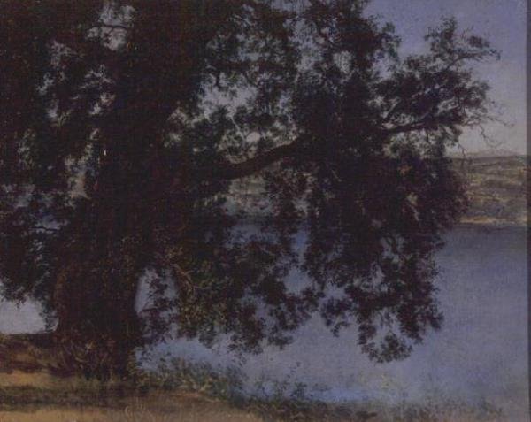 甘道夫城堡附近水面上的树，1846年前（纸上油画 作者 亚历山大·安德烈耶维奇·伊万诺夫（Aleksandr Andreevich Ivanov）