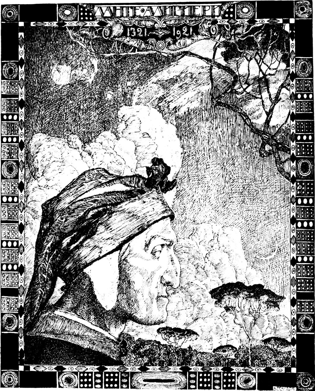 中世纪的意大利诗人但丁·阿利吉耶里（Dante Alighieri），1921年。 作者 亚历山大·雅科夫列维奇·戈洛文