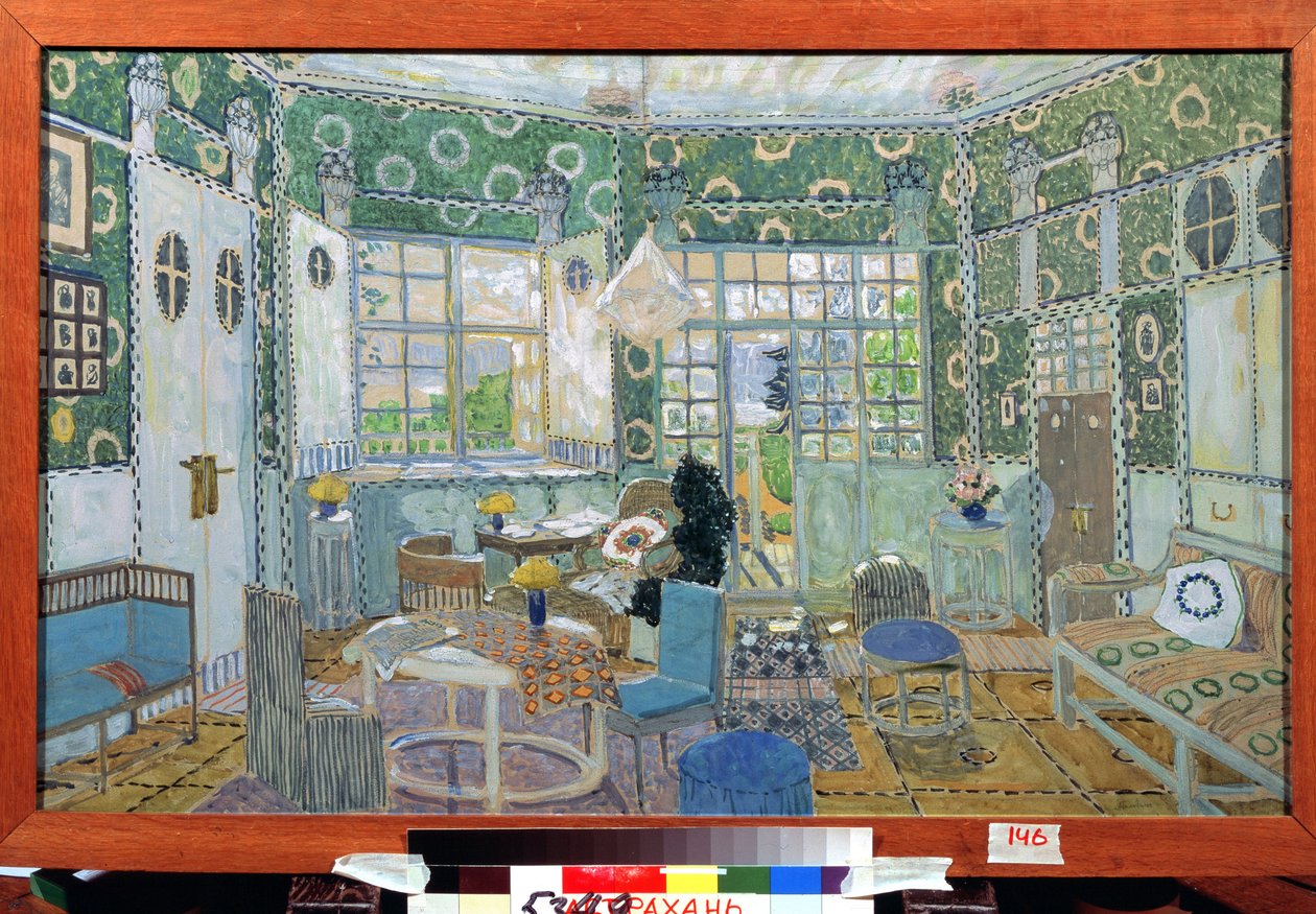 Decor preparatoire pour la piece de theatre le petit Eyolf de Henrik (Henri) Johan Ibsen (1828-1906)（易卜生戏剧《小埃约夫》的舞台设计）。Oeuvre de Alexander Yakovlevich Golovin (Alexandre Golovine) (1863-1930), aquarelle sur carton 作者 亚历山大·雅科夫列维奇·戈洛文
