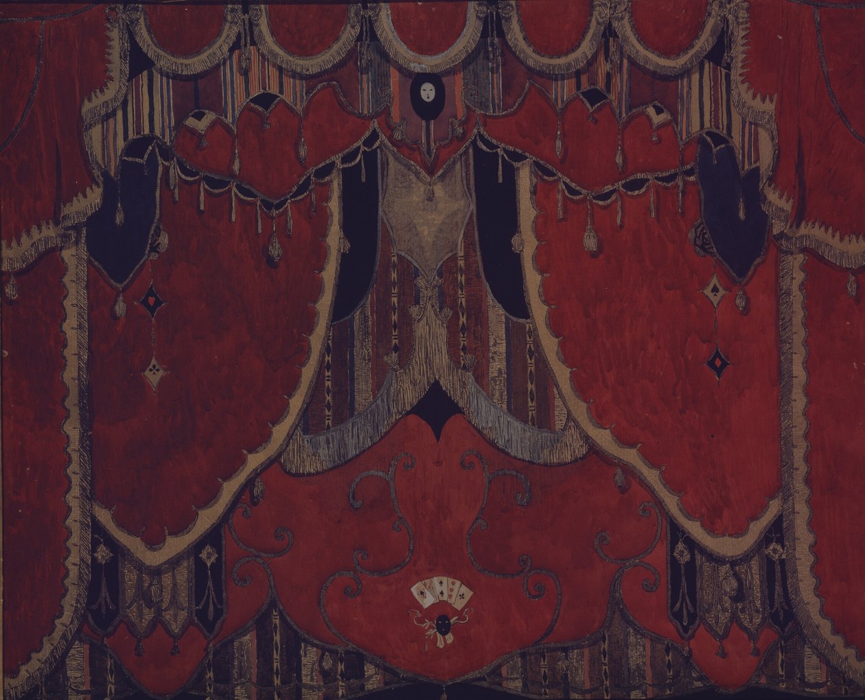 剧院剧《假面舞会》的主窗帘设计，莱蒙托夫（M. Lermontov），1917年 作者 亚历山大·雅科夫列维奇·戈洛文