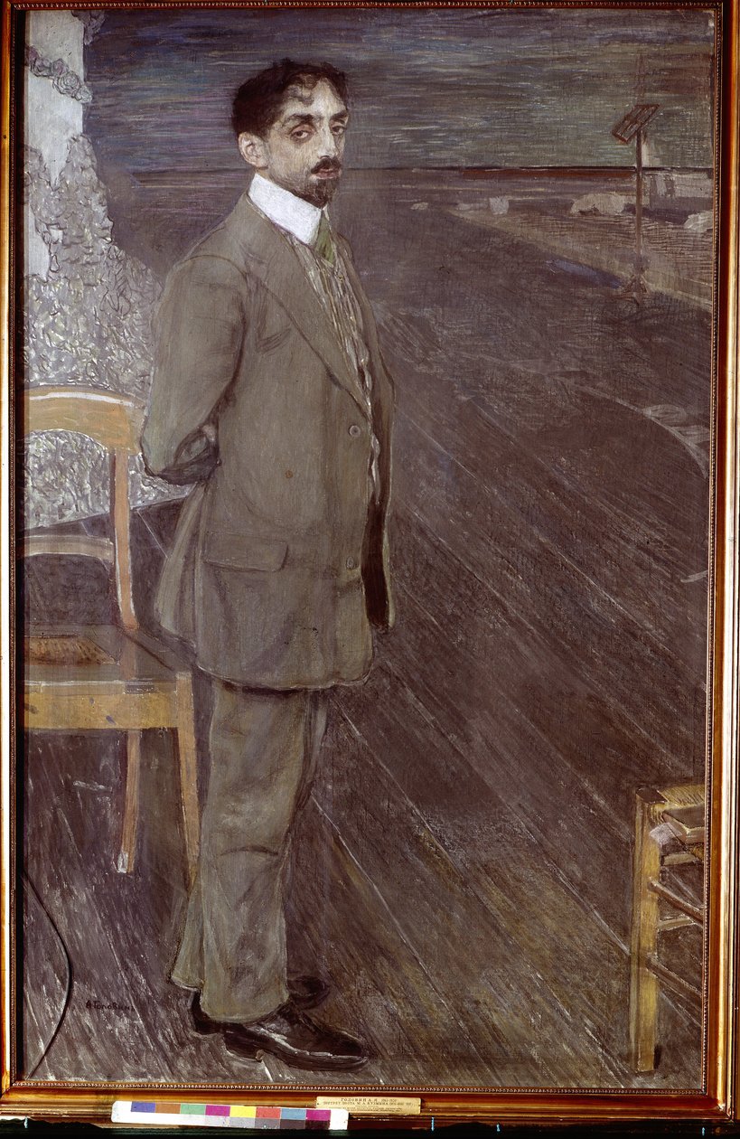 Portrait du poete Mikhail Kouzmine (1875-1936)（诗人米-库兹明的肖像）。亚历山大-雅科夫列维奇-戈洛文（1863-1930 年）的作品，通体钢笔画和粉彩画 作者 亚历山大·雅科夫列维奇·戈洛文