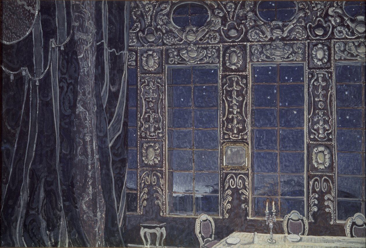 J.-B.饰演Don Don的舞台设计。莫利埃（Molliére），1910年 作者 亚历山大·雅科夫列维奇·戈洛文