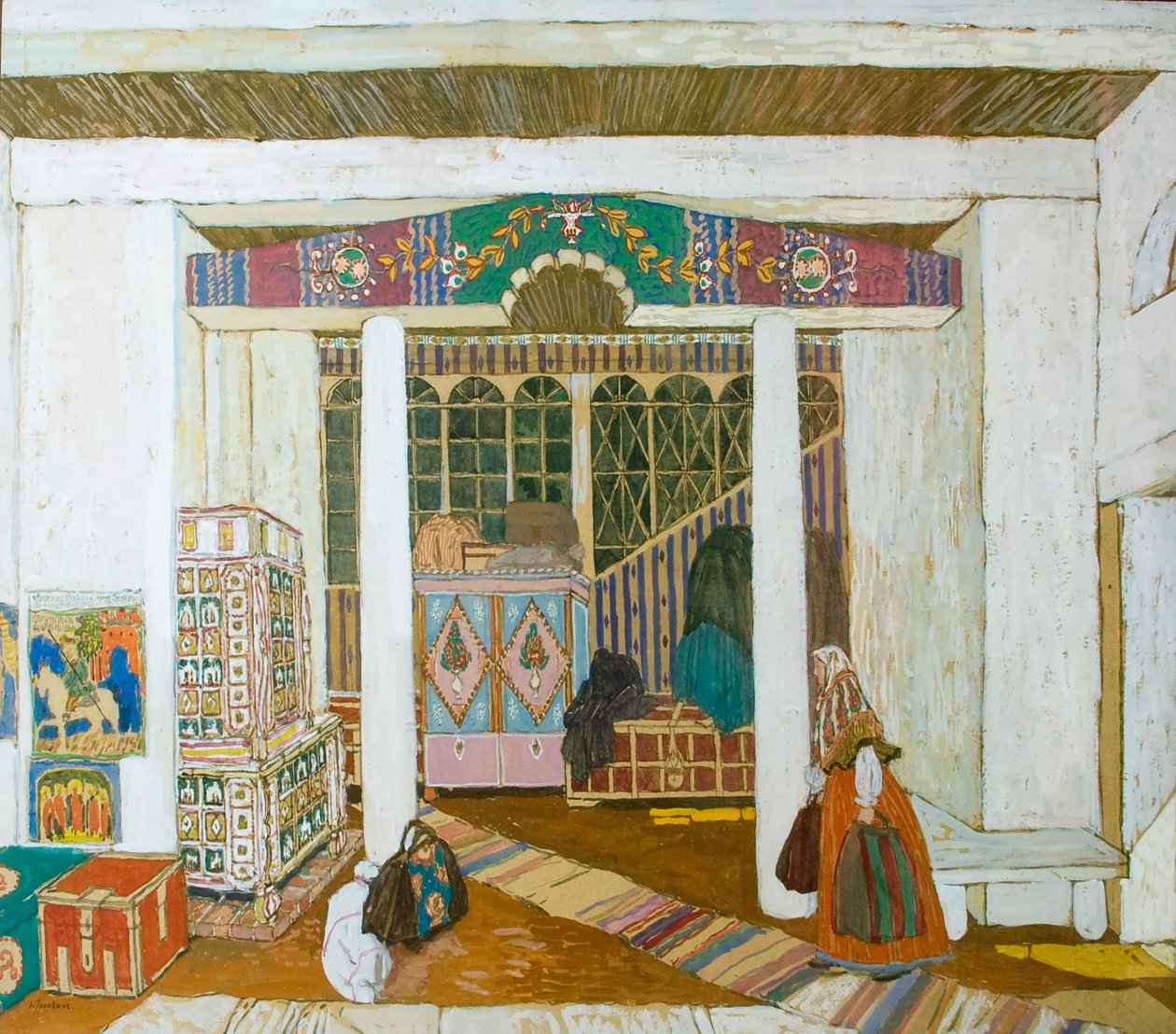 亚历山大·奥斯特洛夫斯基（Alexander Ostrovsky）的戏剧《风暴》的舞台设计，1916年。 作者 亚历山大·雅科夫列维奇·戈洛文