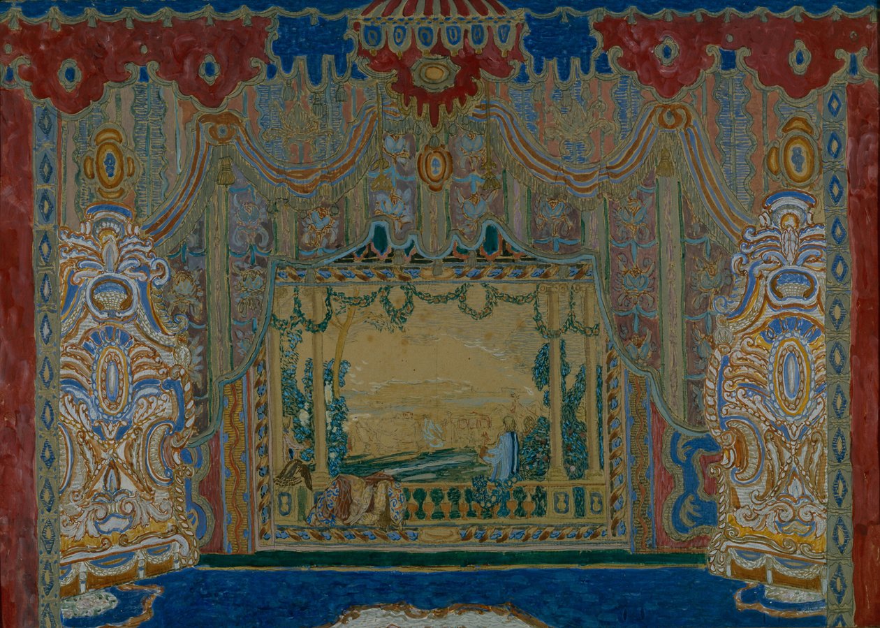 戏剧剧《唐Juan》的舞台设计，莫利埃，1910年 作者 亚历山大·雅科夫列维奇·戈洛文