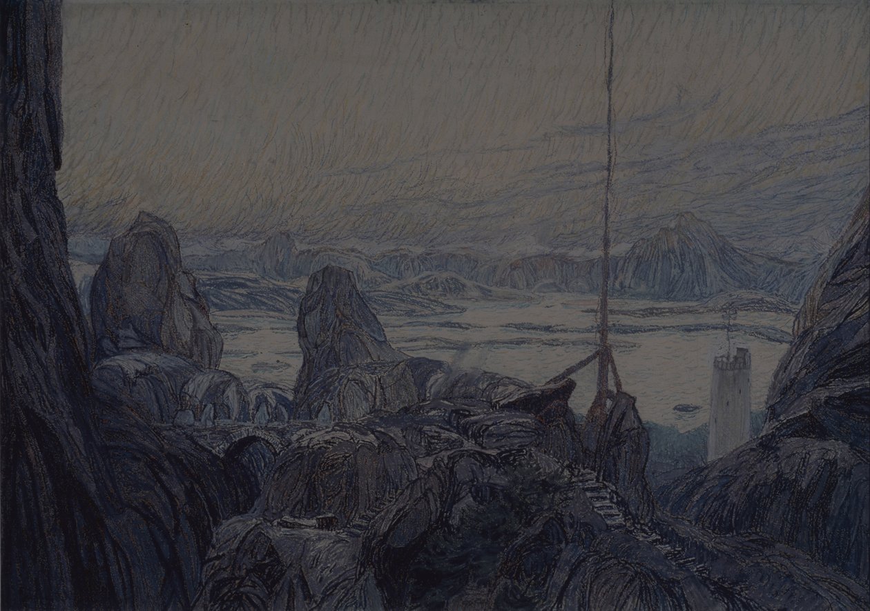 易卜生（H. Ibsen）的戏剧剧本《海上夫人》的舞台设计，1905年 作者 亚历山大·雅科夫列维奇·戈洛文