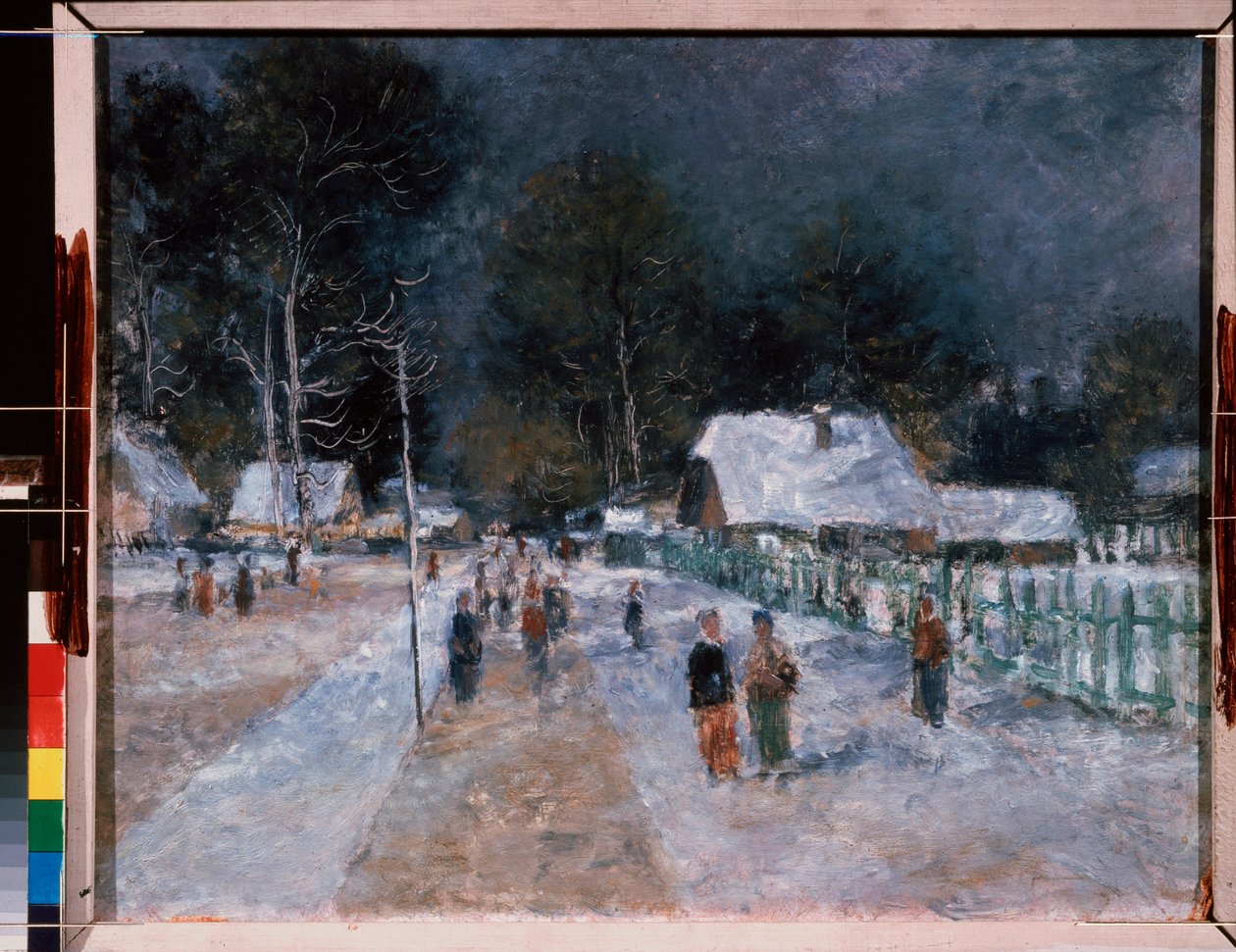 Hiver.Oeuvre de Alexander Vasilyevich Shevchenko (Alexandre Chevtchenko) (1883-1948), huile sur carton 作者 亚历山大·瓦西里耶维奇·舍甫琴科