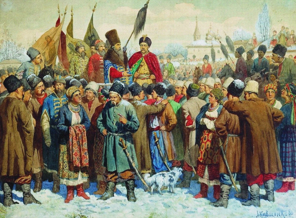 博亚尔·瓦西里·布图林斯（Boyar Vasili Buturlins）在佩雷亚斯拉夫拉达（Rada）演说，1880年 作者 亚历山大·达尼洛维奇·基夫申科（Aleksei Danilovich Kivshenko）