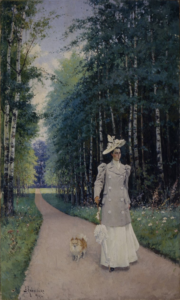 步行。伯爵夫人Leokadia Shirinskaya-Shikhmatova的肖像，1894年 作者 亚历山大·达尼洛维奇·基夫申科（Aleksei Danilovich Kivshenko）