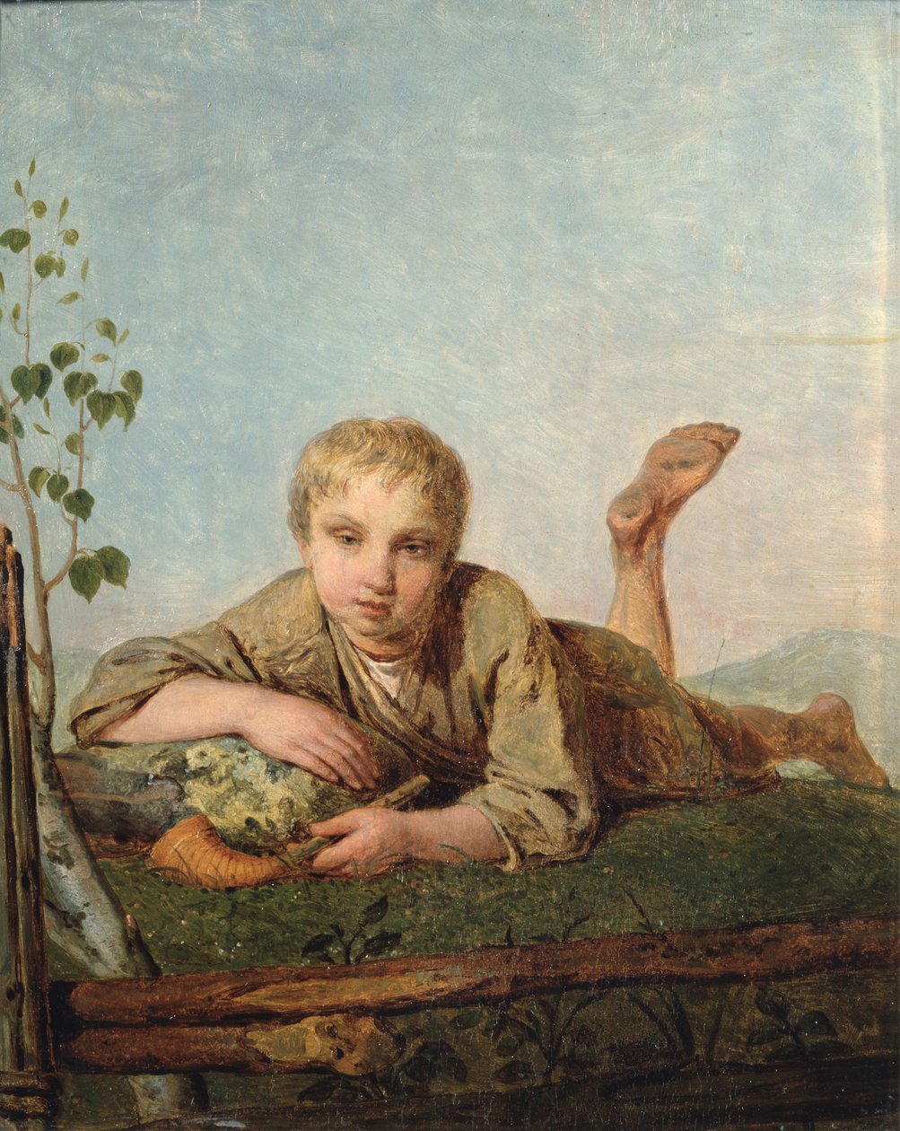 有管的牧羊人，1820年代 作者 Aleksei Gavrilovich Venetsianov