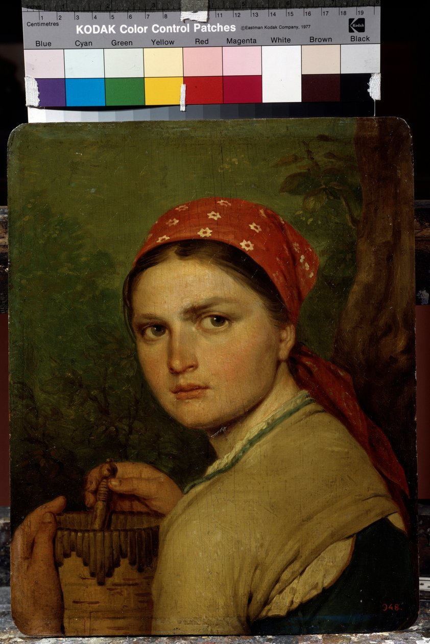 农家少女》--阿列克谢-加夫里洛维奇-维内齐亚诺夫（1780-1847 年）的画作，布面油画，约 1824 年，俄罗斯艺术 作者 Aleksei Gavrilovich Venetsianov