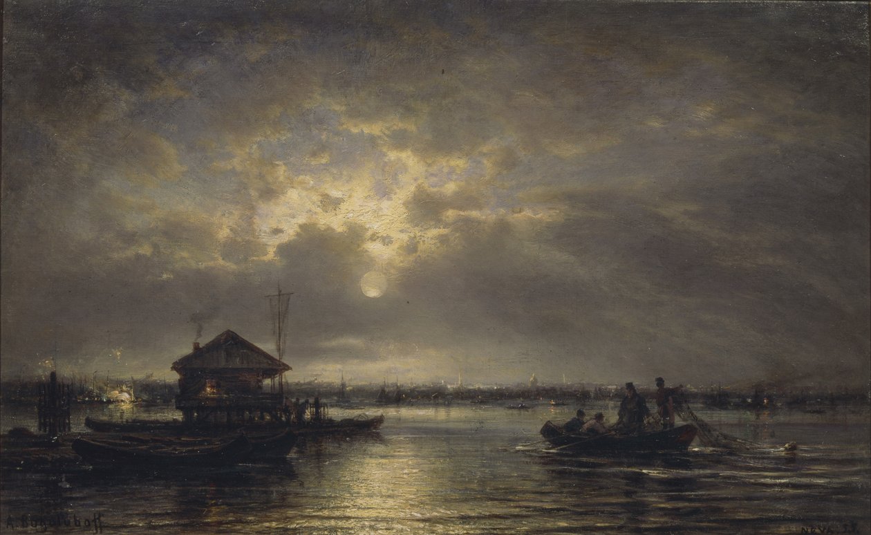 涅瓦河上的夏夜，1875年 作者 亚历山大·彼得罗维奇·波哥柳波夫